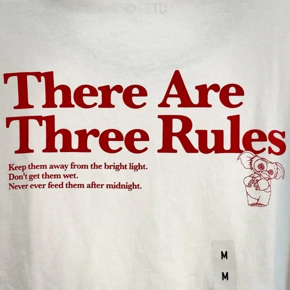 🔥NWT🔥 Uniqlo Warner Bros. Movie Gremlins Graphic Ringer Tee - Medium Blue/White - Picture 7 of 11